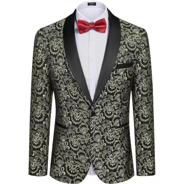 COOFANDY Men's Floral Tuxedo Suit Jacket Slim Fit Dinner Jacket Party Prom Wedding Blazer Jackets