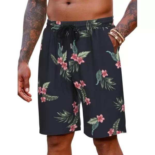 COOFANDY Men's Hawaiian Beach Shorts Elastic Waist Drawstring Lightweight Summer Casual Shorts with Pocket