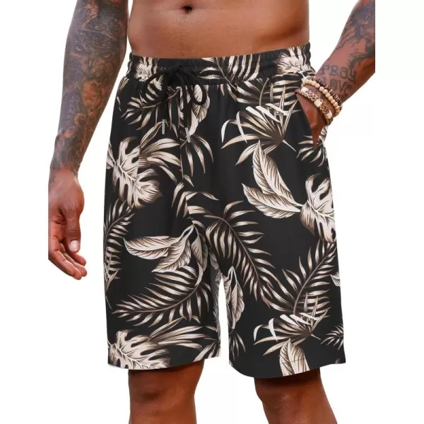COOFANDY Men's Hawaiian Beach Shorts Elastic Waist Drawstring Lightweight Summer Casual Shorts with Pocket