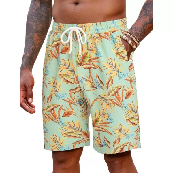 COOFANDY Men's Hawaiian Beach Shorts Elastic Waist Drawstring Lightweight Summer Casual Shorts with Pocket