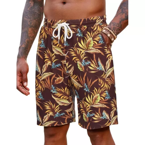 COOFANDY Men's Hawaiian Beach Shorts Elastic Waist Drawstring Lightweight Summer Casual Shorts with Pocket