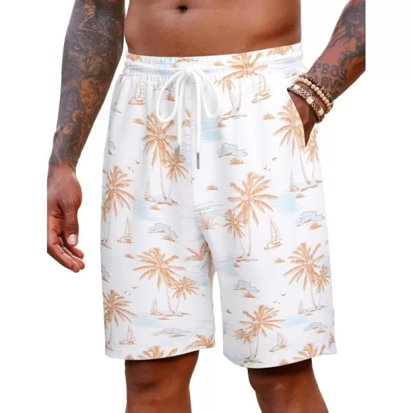 COOFANDY Men's Hawaiian Beach Shorts Elastic Waist Drawstring Lightweight Summer Casual Shorts with Pocket