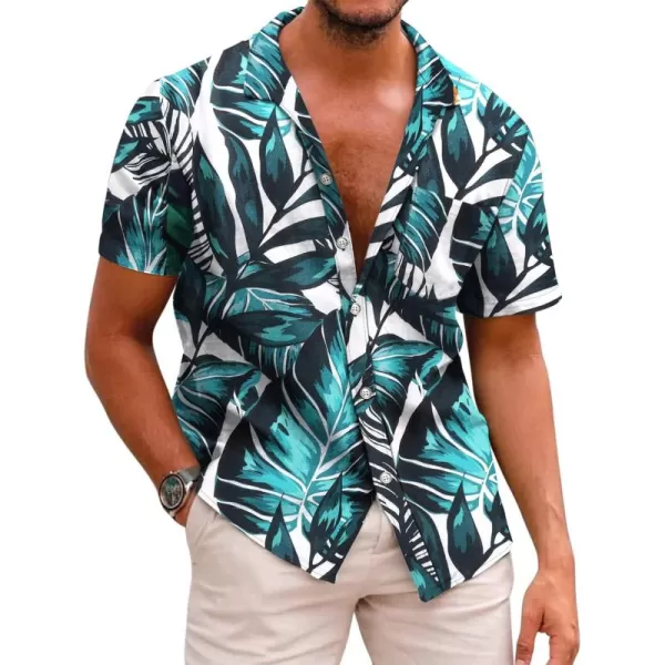 COOFANDY Mens Hawaiian Shirts Short Sleeve Casual Button Down Tropical Beach Shirt