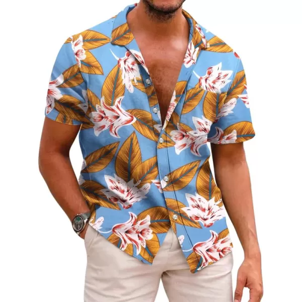 COOFANDY Mens Hawaiian Shirts Short Sleeve Casual Button Down Tropical Beach Shirt
