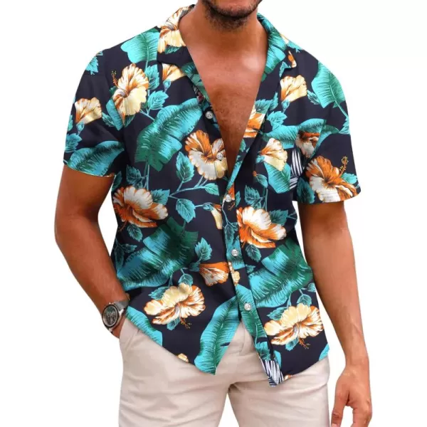 COOFANDY Mens Hawaiian Shirts Short Sleeve Casual Button Down Tropical Beach Shirt