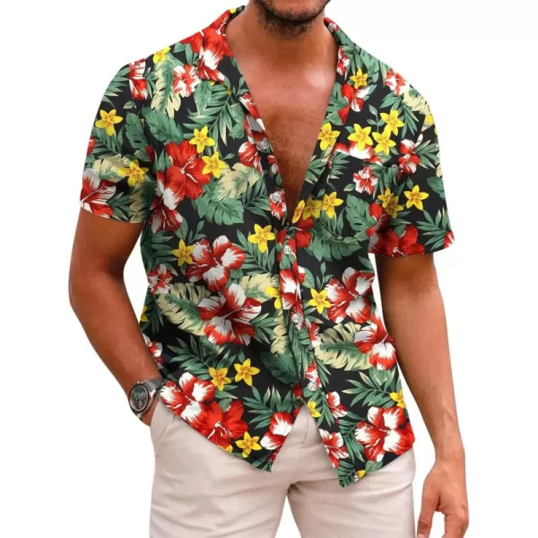 COOFANDY Mens Hawaiian Shirts Short Sleeve Casual Button Down Tropical Beach Shirt