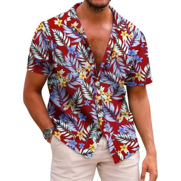 COOFANDY Mens Hawaiian Shirts Short Sleeve Casual Button Down Tropical Beach Shirt