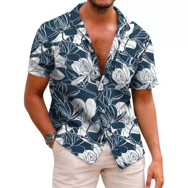 COOFANDY Mens Hawaiian Shirts Short Sleeve Casual Button Down Tropical Beach Shirt