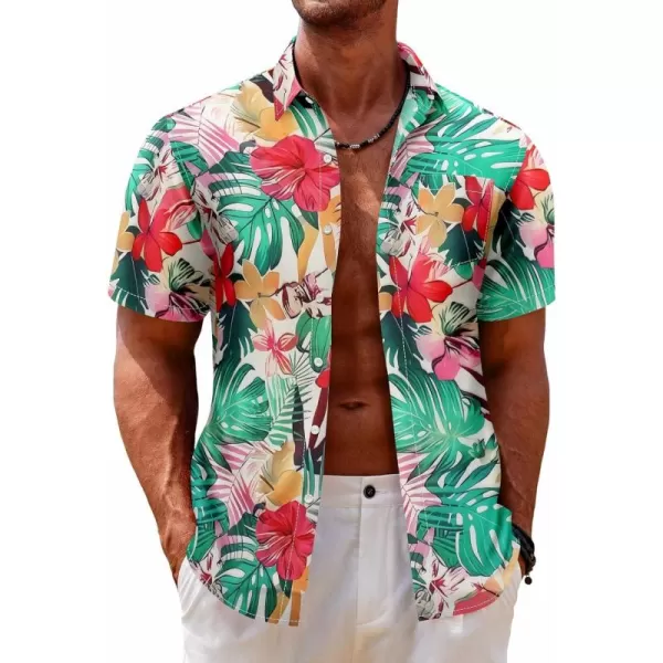 COOFANDY Mens Hawaiian Tropical Shirt Short Sleeve Casual Button Down Floral Summer Beach Shirts with Pocket