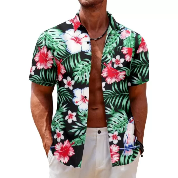 COOFANDY Mens Hawaiian Tropical Shirt Short Sleeve Casual Button Down Floral Summer Beach Shirts with Pocket