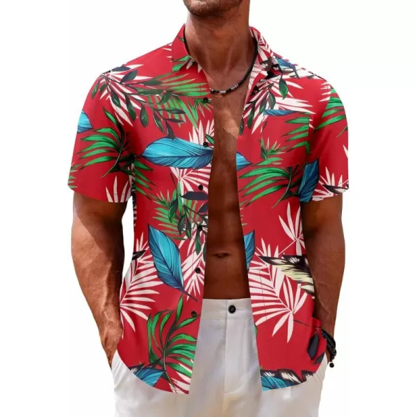 COOFANDY Mens Hawaiian Tropical Shirt Short Sleeve Casual Button Down Floral Summer Beach Shirts with Pocket