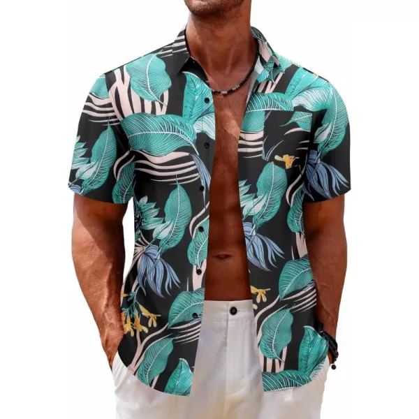 COOFANDY Mens Hawaiian Tropical Shirt Short Sleeve Casual Button Down Floral Summer Beach Shirts with Pocket
