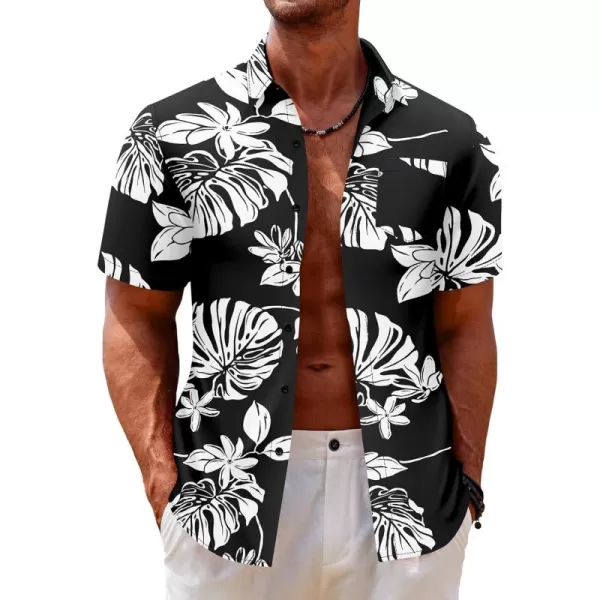 COOFANDY Mens Hawaiian Tropical Shirt Short Sleeve Casual Button Down Floral Summer Beach Shirts with Pocket