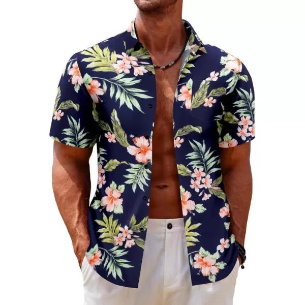 COOFANDY Mens Hawaiian Tropical Shirt Short Sleeve Casual Button Down Floral Summer Beach Shirts with Pocket