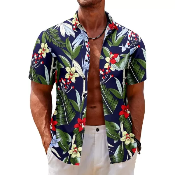 COOFANDY Mens Hawaiian Tropical Shirt Short Sleeve Casual Button Down Floral Summer Beach Shirts with Pocket