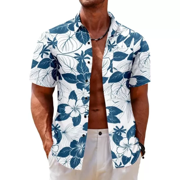 COOFANDY Mens Hawaiian Tropical Shirt Short Sleeve Casual Button Down Floral Summer Beach Shirts with Pocket