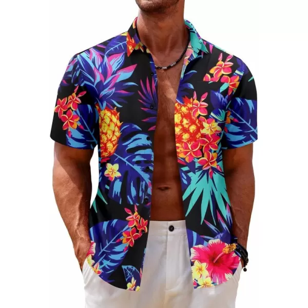 COOFANDY Mens Hawaiian Tropical Shirt Short Sleeve Casual Button Down Floral Summer Beach Shirts with Pocket