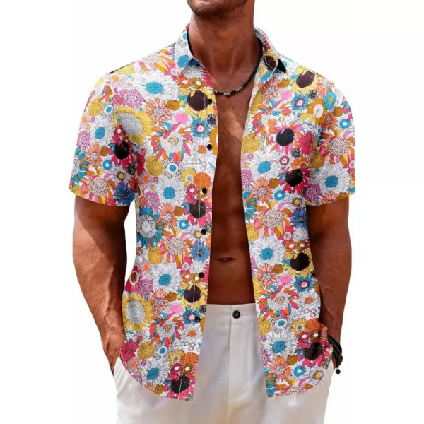 COOFANDY Mens Hawaiian Tropical Shirt Short Sleeve Casual Button Down Floral Summer Beach Shirts with Pocket