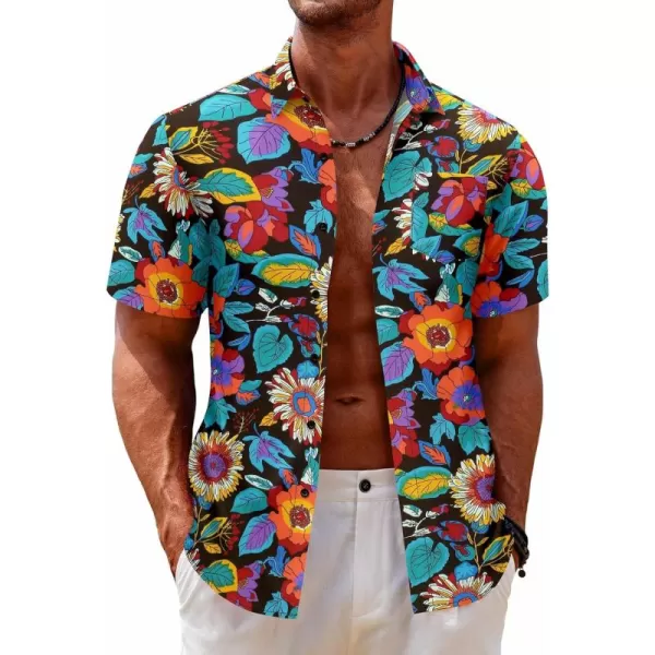 COOFANDY Mens Hawaiian Tropical Shirt Short Sleeve Casual Button Down Floral Summer Beach Shirts with Pocket