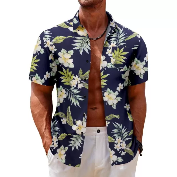 COOFANDY Mens Hawaiian Tropical Shirt Short Sleeve Casual Button Down Floral Summer Beach Shirts with Pocket