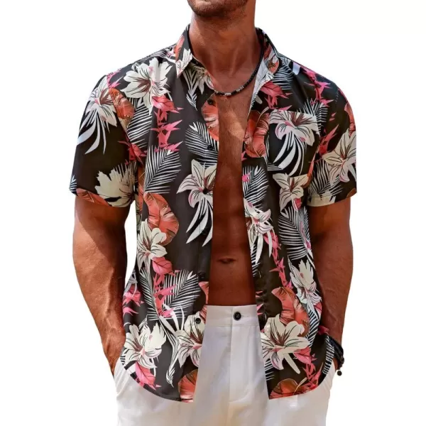 COOFANDY Mens Hawaiian Tropical Shirt Short Sleeve Casual Button Down Floral Summer Beach Shirts with Pocket