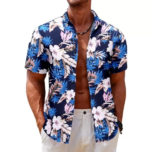 COOFANDY Mens Hawaiian Tropical Shirt Short Sleeve Casual Button Down Floral Summer Beach Shirts with Pocket
