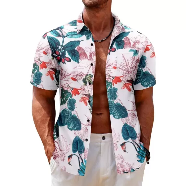 COOFANDY Mens Hawaiian Tropical Shirt Short Sleeve Casual Button Down Floral Summer Beach Shirts with Pocket