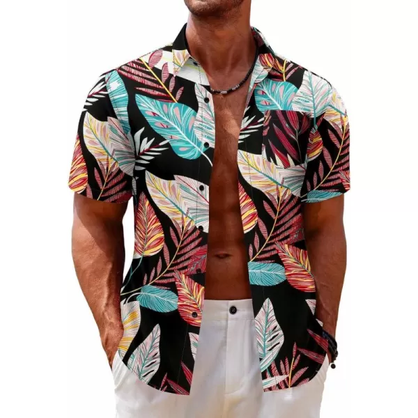 COOFANDY Mens Hawaiian Tropical Shirt Short Sleeve Casual Button Down Floral Summer Beach Shirts with Pocket