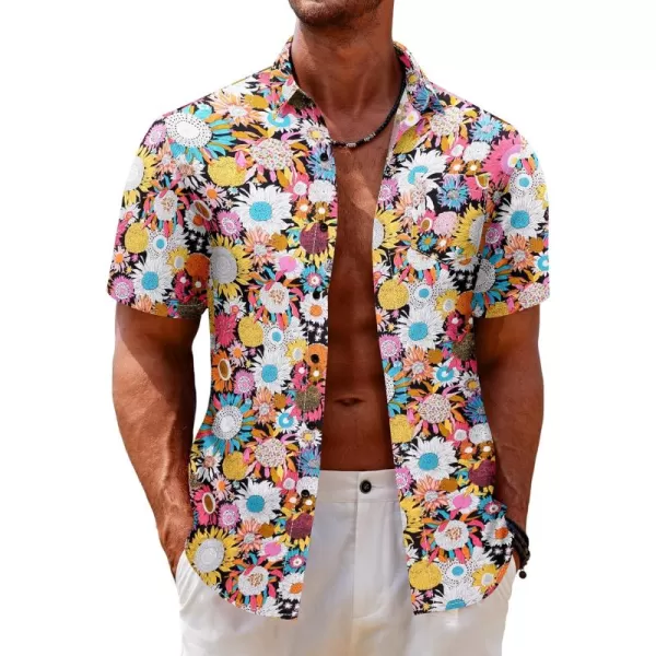 COOFANDY Mens Hawaiian Tropical Shirt Short Sleeve Casual Button Down Floral Summer Beach Shirts with Pocket