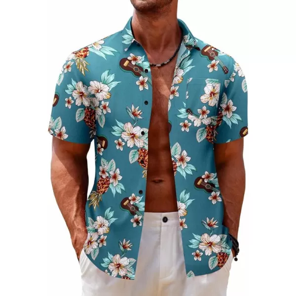COOFANDY Mens Hawaiian Tropical Shirt Short Sleeve Casual Button Down Floral Summer Beach Shirts with Pocket