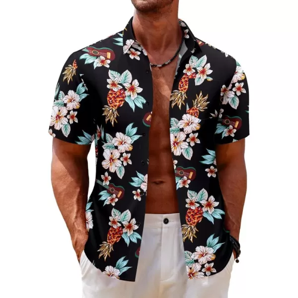 COOFANDY Mens Hawaiian Tropical Shirt Short Sleeve Casual Button Down Floral Summer Beach Shirts with Pocket