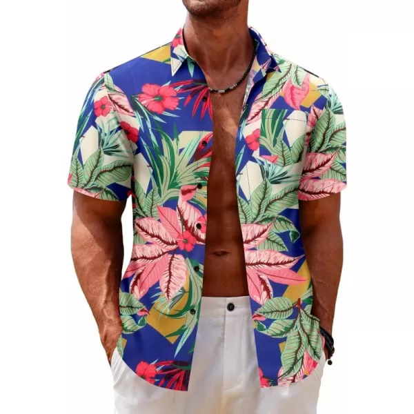 COOFANDY Mens Hawaiian Tropical Shirt Short Sleeve Casual Button Down Floral Summer Beach Shirts with Pocket