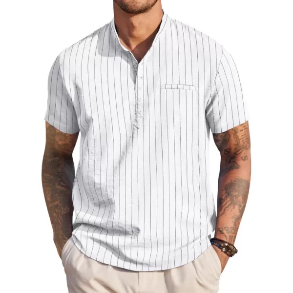 COOFANDY Men's Henley Shirts Band Collar Short Sleeve Shirt Casual Summer Beach Shirt Hippie T Shirt Fashion Hawaiian Shirt