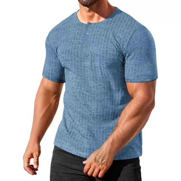 COOFANDY Men's Henley Shirts Short Sleeve Casual Basic Summer Ribbed T-Shirts