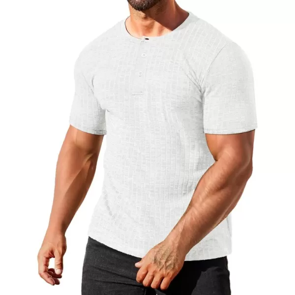 COOFANDY Men's Henley Shirts Short Sleeve Casual Basic Summer Ribbed T-Shirts
