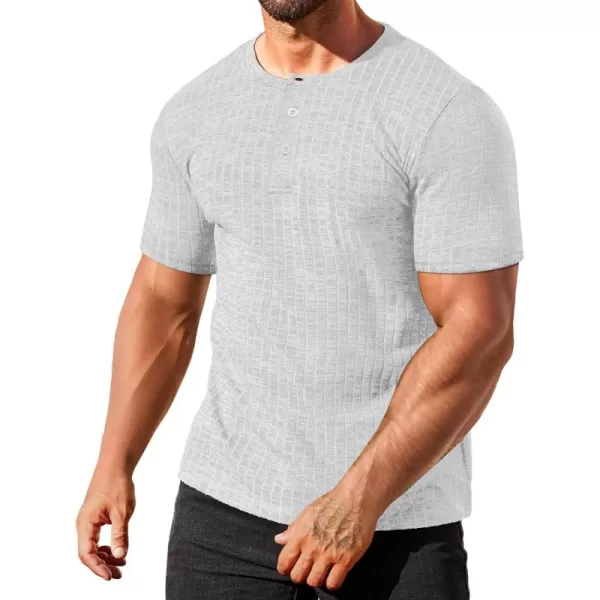 COOFANDY Men's Henley Shirts Short Sleeve Casual Basic Summer Ribbed T-Shirts
