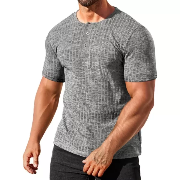 COOFANDY Men's Henley Shirts Short Sleeve Casual Basic Summer Ribbed T-Shirts