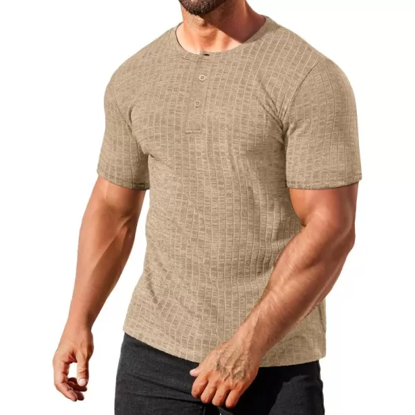 COOFANDY Men's Henley Shirts Short Sleeve Casual Basic Summer Ribbed T-Shirts