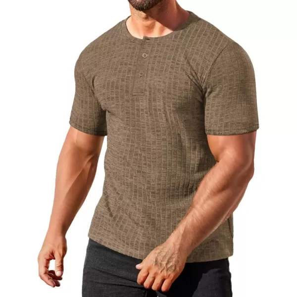 COOFANDY Men's Henley Shirts Short Sleeve Casual Basic Summer Ribbed T-Shirts