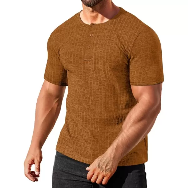 COOFANDY Men's Henley Shirts Short Sleeve Casual Basic Summer Ribbed T-Shirts