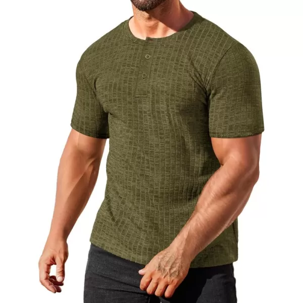 COOFANDY Men's Henley Shirts Short Sleeve Casual Basic Summer Ribbed T-Shirts