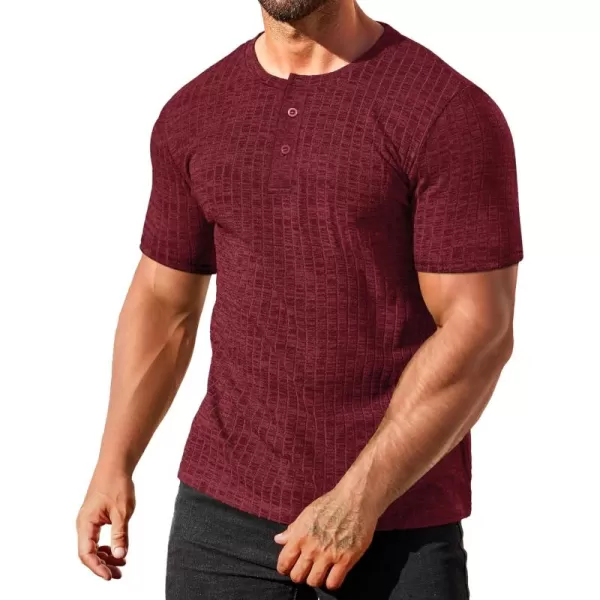 COOFANDY Men's Henley Shirts Short Sleeve Casual Basic Summer Ribbed T-Shirts