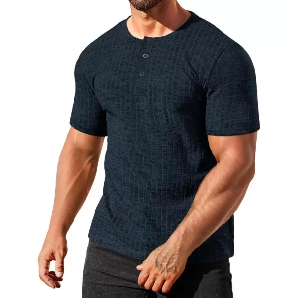 COOFANDY Men's Henley Shirts Short Sleeve Casual Basic Summer Ribbed T-Shirts