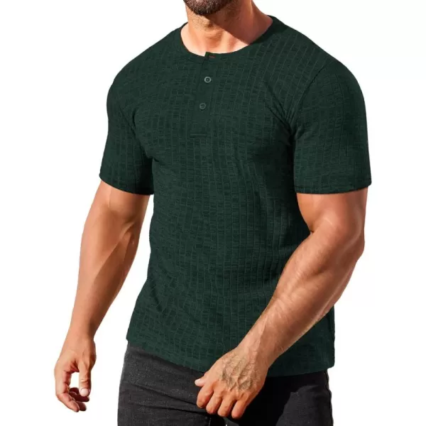 COOFANDY Men's Henley Shirts Short Sleeve Casual Basic Summer Ribbed T-Shirts