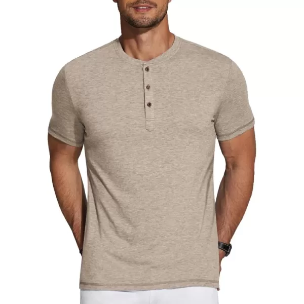 COOFANDY Men's Henley Shirts Short Sleeve Casual Basic Tee Summer Button Henley Soild T Shirts