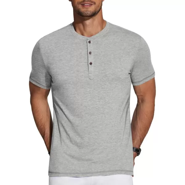 COOFANDY Men's Henley Shirts Short Sleeve Casual Basic Tee Summer Button Henley Soild T Shirts