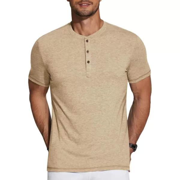 COOFANDY Men's Henley Shirts Short Sleeve Casual Basic Tee Summer Button Henley Soild T Shirts