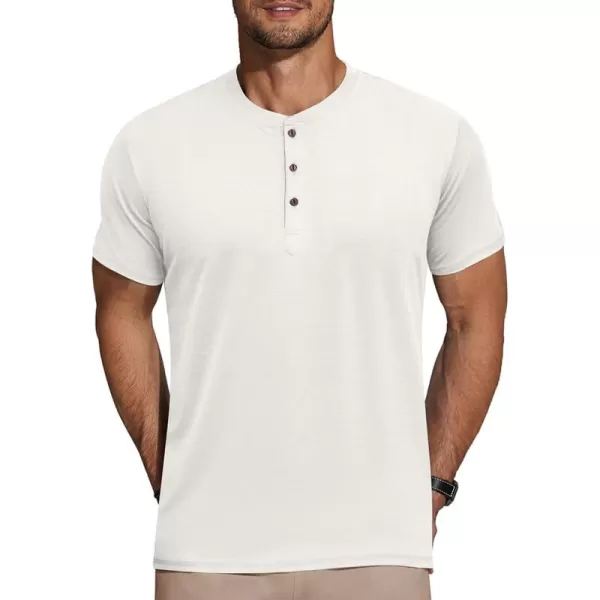 COOFANDY Men's Henley Shirts Short Sleeve Casual Basic Tee Summer Button Henley Soild T Shirts