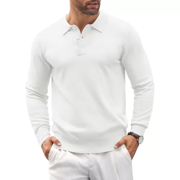 COOFANDY Mens Knit Polo Shirts Casual Long Sleeve Classic Polo Shirts Button Down Golf Shirts
