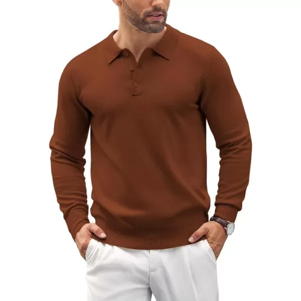 COOFANDY Mens Knit Polo Shirts Casual Long Sleeve Classic Polo Shirts Button Down Golf Shirts